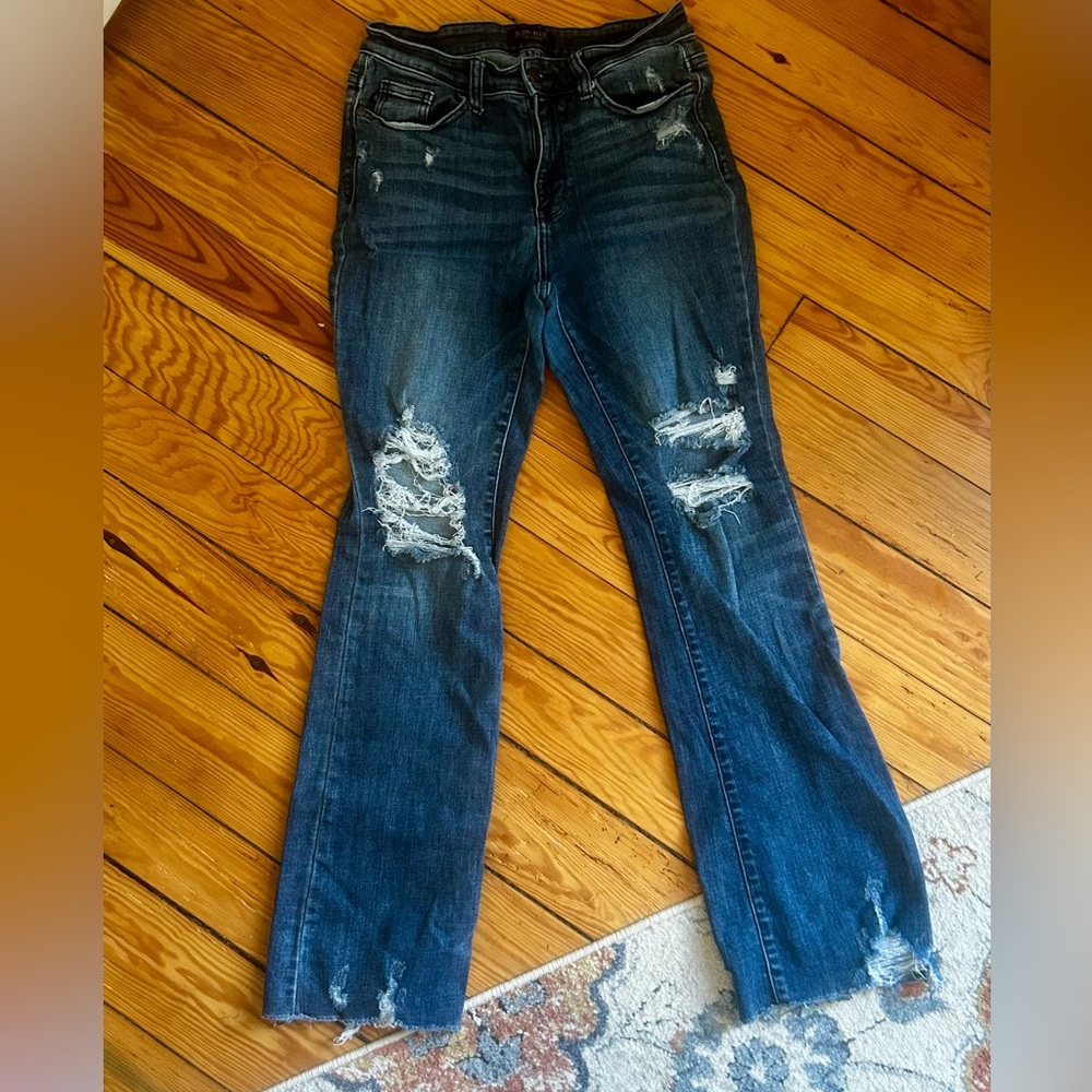 Judy Blue Dark Blue Distressed Boot Cut Jeans